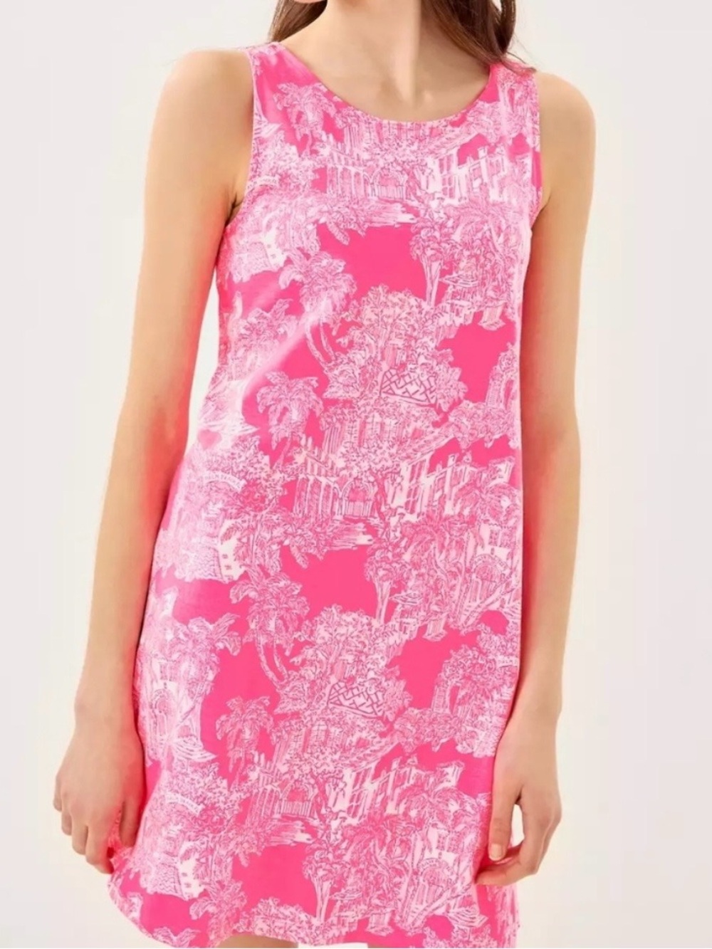 Lilly Pulitzer Hot Pink and White Sleeveless Mini Shift Dress